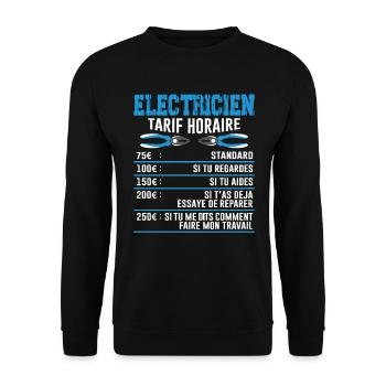 Le Tarif Horaire D'un Électricien - Sweat-shirt Unisexe - noir - Devant - Alina (178cm) & Michal (187cm)