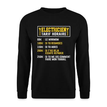 Le Tarif Horaire D'un Électricien - Sweat-shirt Unisexe - noir - Devant - Alina (178cm) & Michal (187cm)
