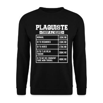 Le Tarif Horaire D'un Plaquiste - Sweat-shirt Unisexe - noir - Devant - Alina (178cm) & Michal (187cm)