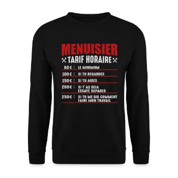 Le Tarif Horaire D'un Menuisier - Sweat-shirt Unisexe - noir - Devant - Alina (178cm) & Michal (187cm)
