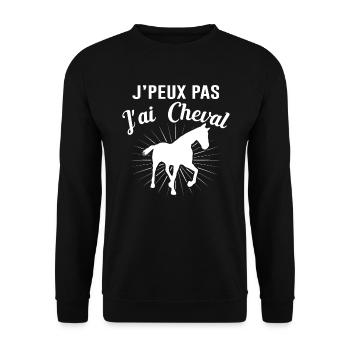 Cheval Équitation Poney Anniversaire Jument Cadeau - Sweat-shirt Unisexe - noir - Devant - Alina (178cm) & Michal (187cm)