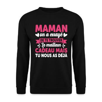Maman Anniversaire Cadeau Fête Des Mères Noël Mama - Sweat-shirt Unisexe - noir - Devant - Alina (178cm) & Michal (187cm)