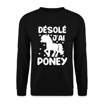 Cheval Poney Équitation Anniversaire Licorne Pony - Sweat-shirt Unisexe - noir - Devant - Alina (178cm) & Michal (187cm)