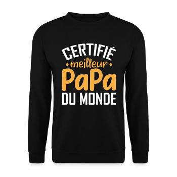 Certifié Meilleur Papa Du Monde - Sweat-shirt Unisexe - noir - Devant - Alina (178cm) & Michal (187cm)