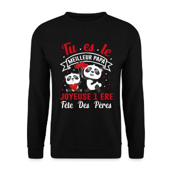 Papa Idée Cadeau Anniversaire Humour Noël Amour - Sweat-shirt Unisexe - noir - Devant - Alina (178cm) & Michal (187cm)