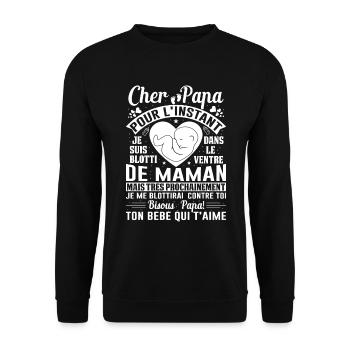 Naissance Enceinte Humour Idée Cadeau Papa Amour - Sweat-shirt Unisexe - noir - Devant - Alina (178cm) & Michal (187cm)