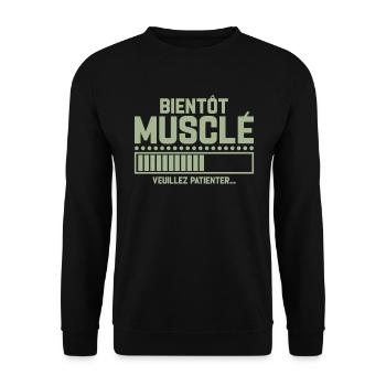 Bientôt Musclé Veuillez Patienter - Sweat-shirt Unisexe - noir - Devant - Alina (178cm) & Michal (187cm)