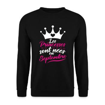 Les Princesses Sont Nées En Septembre - Sweat-shirt Unisexe - noir - Devant - Alina (178cm) & Michal (187cm)