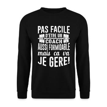 Sport Coach Idée Cadeau Anniversaire Motivation - Sweat-shirt Unisexe - noir - Devant - Alina (178cm) & Michal (187cm)