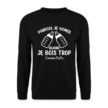 Parfois Je Vomis Comme Parrain Quand Je Bois Trop - Sweat-shirt Unisexe - noir - Devant - Alina (178cm) & Michal (187cm)