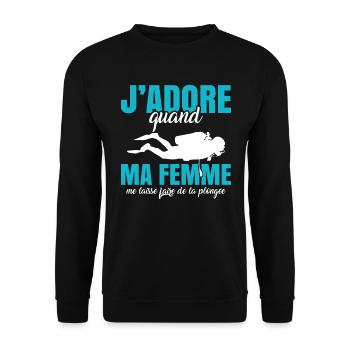Sport Plongée Idée Cadeau Mer Vacances Hobby Apnée - Sweat-shirt Unisexe - noir - Devant - Alina (178cm) & Michal (187cm)