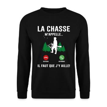Cadeau Chasser Forêt Idée Cadeau Sanglier Bois - Sweat-shirt Unisexe - noir - Devant - Alina (178cm) & Michal (187cm)