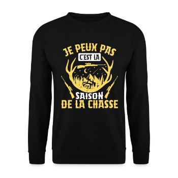 Je Peux Pas C'est La Saison De La Chasse Chasser - Sweat-shirt Unisexe - noir - Devant - Alina (178cm) & Michal (187cm)