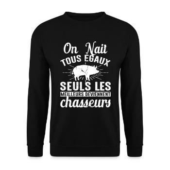 Les Meilleurs Deviennent Chasseurs Chasser Cadeau - Sweat-shirt Unisexe - noir - Devant - Alina (178cm) & Michal (187cm)