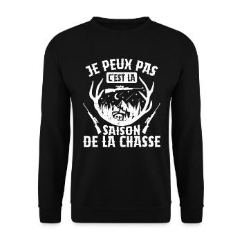 Je Peux Pas C'est La Saison De La Chasse Chasser - Sweat-shirt Unisexe - noir - Devant - Alina (178cm) & Michal (187cm)