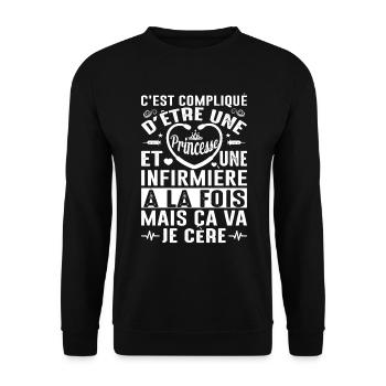 Infirmière Princesse Cadeau Anniversaire Médecine - Sweat-shirt Unisexe - noir - Devant - Alina (178cm) & Michal (187cm)