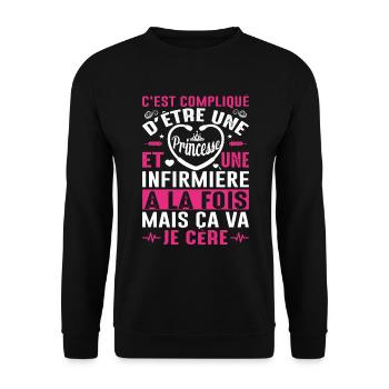 Infirmière Princesse Cadeau Anniversaire Médecine - Sweat-shirt Unisexe - noir - Devant - Alina (178cm) & Michal (187cm)