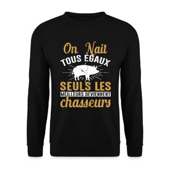 Les Meilleurs Deviennent Chasseurs Chasser Cadeau - Sweat-shirt Unisexe - noir - Devant - Alina (178cm) & Michal (187cm)