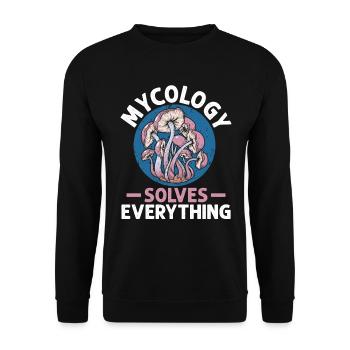 Mykologie Pilze Natur Wald Geschenkidee - Unisex Pullover - Schwarz - Vorne - Alina (178cm) & Michal (187cm)