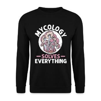 Mykologie Pilze Natur Wald Geschenkidee - Unisex Pullover - Schwarz - Vorne - Alina (178cm) & Michal (187cm)