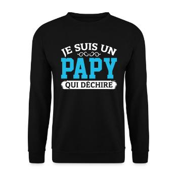 Papy Qui Déchire Fête Des Pères Anniversaire Noël - Sweat-shirt Unisexe - noir - Devant - Alina (178cm) & Michal (187cm)