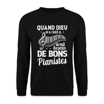 Bon Pianiste Musique Piano Idée Cadeau Clavier - Sweat-shirt Unisexe - noir - Devant - Alina (178cm) & Michal (187cm)