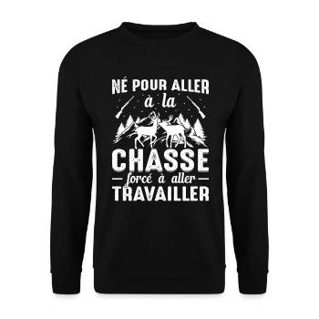 Né Pour Aller À La Chasse Chasser Cadeau Nature - Sweat-shirt Unisexe - noir - Devant - Alina (178cm) & Michal (187cm)