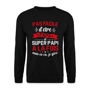 Papa Et Super Papy Fête Des Pères Cadeau De Noël - Sweat-shirt Unisexe - noir - Devant - Alina (178cm) & Michal (187cm)