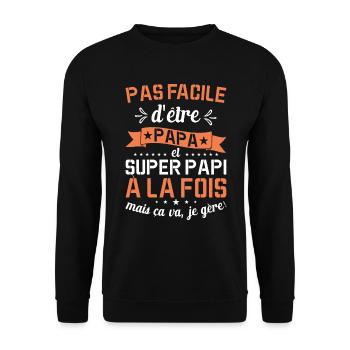 Papa Et Super Papy Fête Des Pères Cadeau De Noël - Sweat-shirt Unisexe - noir - Devant - Alina (178cm) & Michal (187cm)