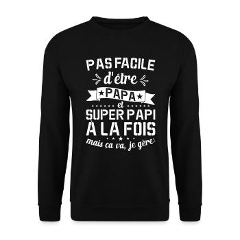 Papa Et Super Papy Fête Des Pères Cadeau De Noël - Sweat-shirt Unisexe - noir - Devant - Alina (178cm) & Michal (187cm)