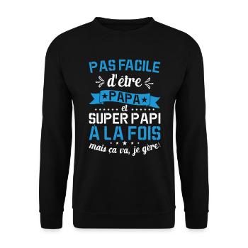 Papa Et Super Papy Fête Des Pères Cadeau De Noël - Sweat-shirt Unisexe - noir - Devant - Alina (178cm) & Michal (187cm)