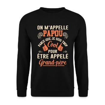 On M'appelle Papou Fête Des Pères Anniversaire Dad - Sweat-shirt Unisexe - noir - Devant - Alina (178cm) & Michal (187cm)