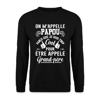 On M'appelle Papou Fête Des Pères Anniversaire Dad - Sweat-shirt Unisexe - noir - Devant - Alina (178cm) & Michal (187cm)