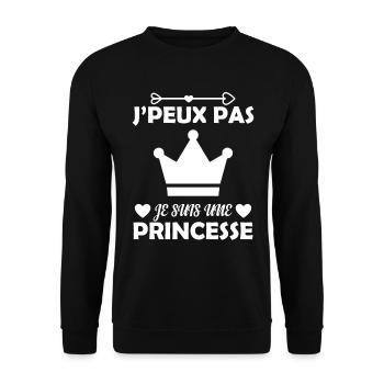 Je Peux Pas Je Suis Une Princesse Cadeau Amour - Sweat-shirt Unisexe - noir - Devant - Alina (178cm) & Michal (187cm)