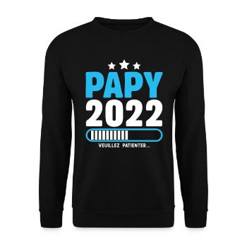 Papy 2022 Idée Cadeau Fête Des Pères Cool Annonce - Sweat-shirt Unisexe - noir - Devant - Alina (178cm) & Michal (187cm)