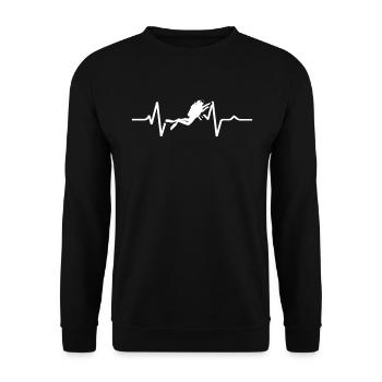 Tauchen Herzschlag Sport Geschenk Tauchen - Unisex Pullover - Schwarz - Vorne - Alina (178cm) & Michal (187cm)