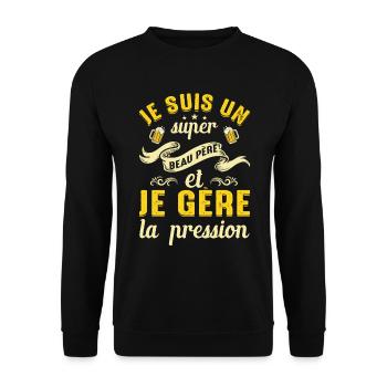 Super Beau-père Papa Idée Cadeau Fête Des Pères - Sweat-shirt Unisexe - noir - Devant - Alina (178cm) & Michal (187cm)