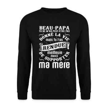Beau-père Beau Papa Beaupère Beau-papa Amour Bonus - Sweat-shirt Unisexe - noir - Devant - Alina (178cm) & Michal (187cm)