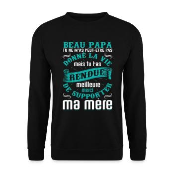 Beau-père Beau Papa Beaupère Beau-papa Amour Bonus - Sweat-shirt Unisexe - noir - Devant - Alina (178cm) & Michal (187cm)