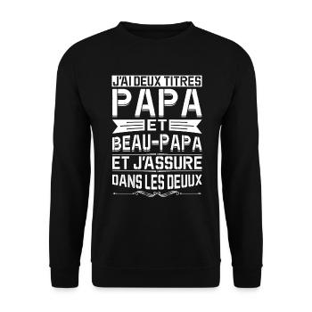 Papa Et Beau-papa Fête Des Pères Anniversaire Cool - Sweat-shirt Unisexe - noir - Devant - Alina (178cm) & Michal (187cm)