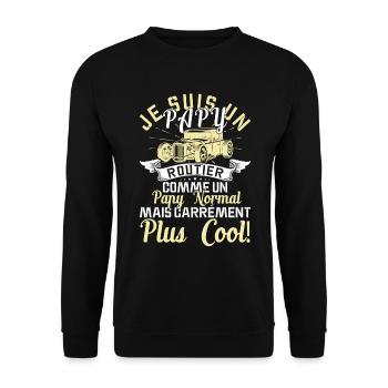 Papy Routier Cadeau Anniversaire Transport Route - Sweat-shirt Unisexe - noir - Devant - Alina (178cm) & Michal (187cm)