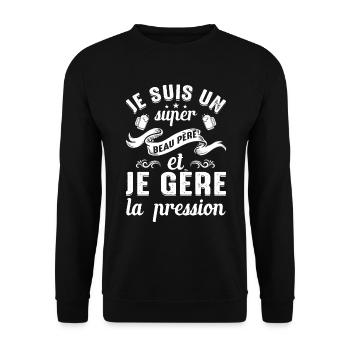 Super Beau-père Papa Idée Cadeau Fête Des Pères - Sweat-shirt Unisexe - noir - Devant - Alina (178cm) & Michal (187cm)
