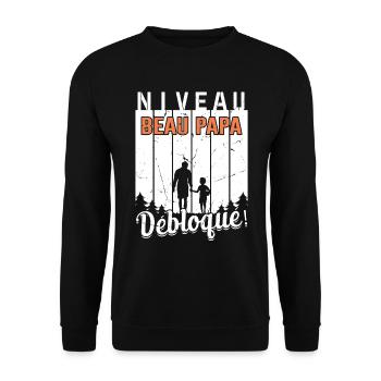Niveau Beau-papa Débloqué Fête Des Pères Papa Dad - Sweat-shirt Unisexe - noir - Devant - Alina (178cm) & Michal (187cm)