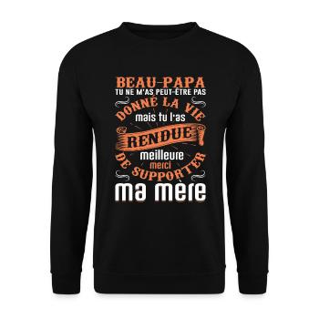 Beau-père Beau Papa Beaupère Beau-papa Amour Bonus - Sweat-shirt Unisexe - noir - Devant - Alina (178cm) & Michal (187cm)