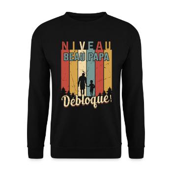 Niveau Beau-papa Débloqué Fête Des Pères Papa Dad - Sweat-shirt Unisexe - noir - Devant - Alina (178cm) & Michal (187cm)