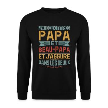 Papa Et Beau-papa Fête Des Pères Anniversaire Cool - Sweat-shirt Unisexe - noir - Devant - Alina (178cm) & Michal (187cm)