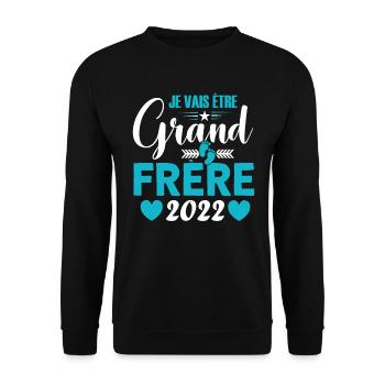 Grand-frère 2022 Idée Cadeau De Grossesse Big Bro - Sweat-shirt Unisexe - noir - Devant - Alina (178cm) & Michal (187cm)