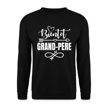 Bientôt Grand-père Idée Cadeau Amour Grossesse - Sweat-shirt Unisexe - noir - Devant - Alina (178cm) & Michal (187cm)