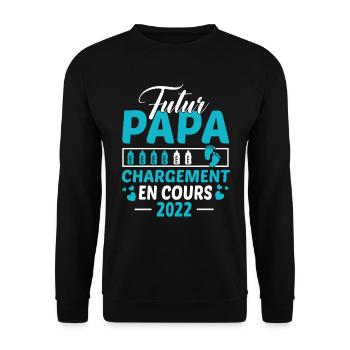Futur Papa 2022 Idée Cadeau Annonce Grossesse - Sweat-shirt Unisexe - noir - Devant - Alina (178cm) & Michal (187cm)