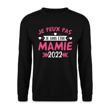 Mamie 2022 Cadeau Enceinte Maman Anniversaire Cool - Sweat-shirt Unisexe - noir - Devant - Alina (178cm) & Michal (187cm)